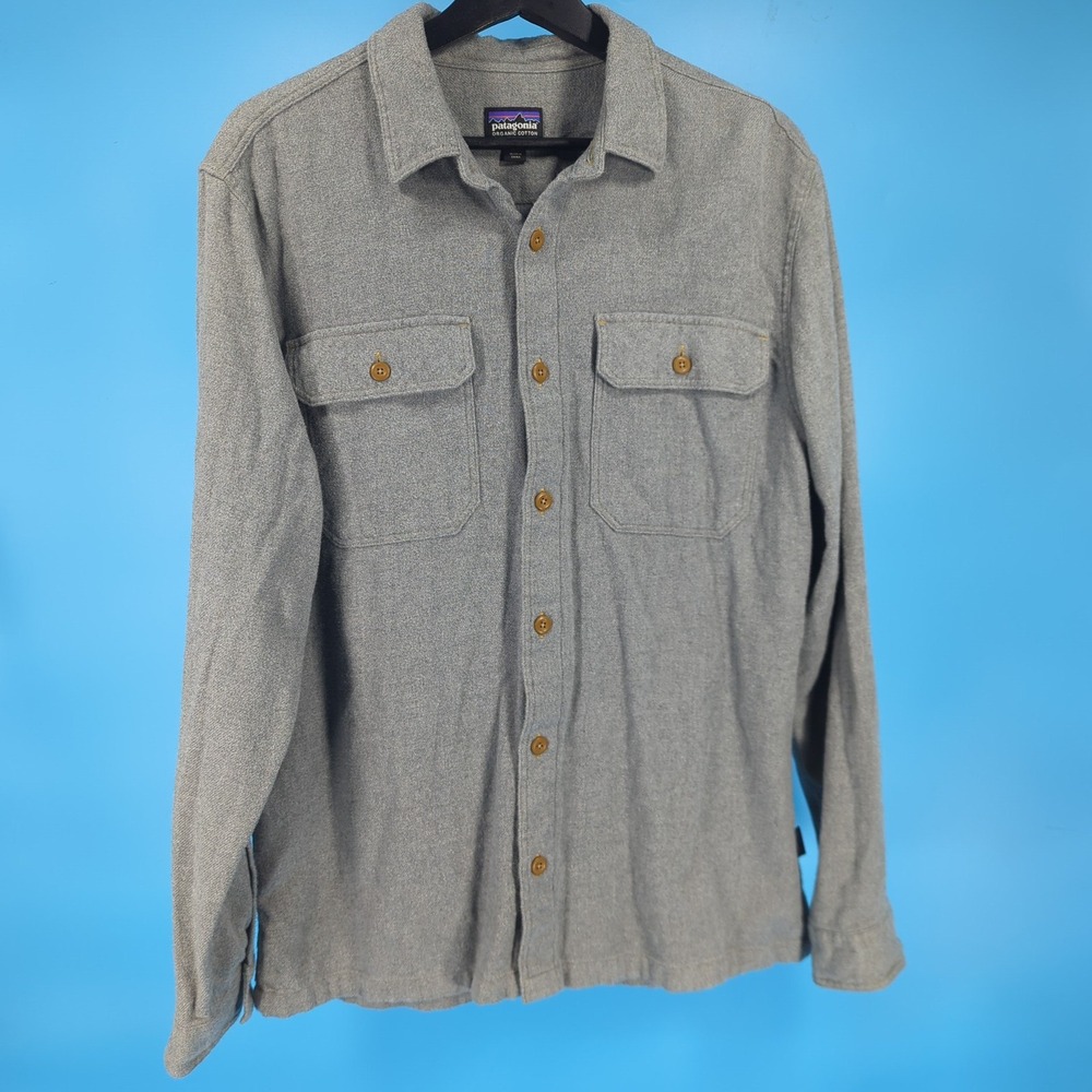 Patagonia Mens Fjord Flannel Organic Cotton Grey Button Down Shirt M 53947FA15